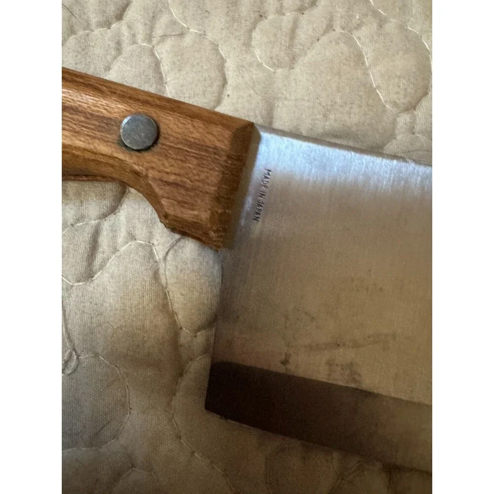 Vintage Carl Hoff Meat Cleaver Great Blades Since 1895 Made In Japan Wood Handle